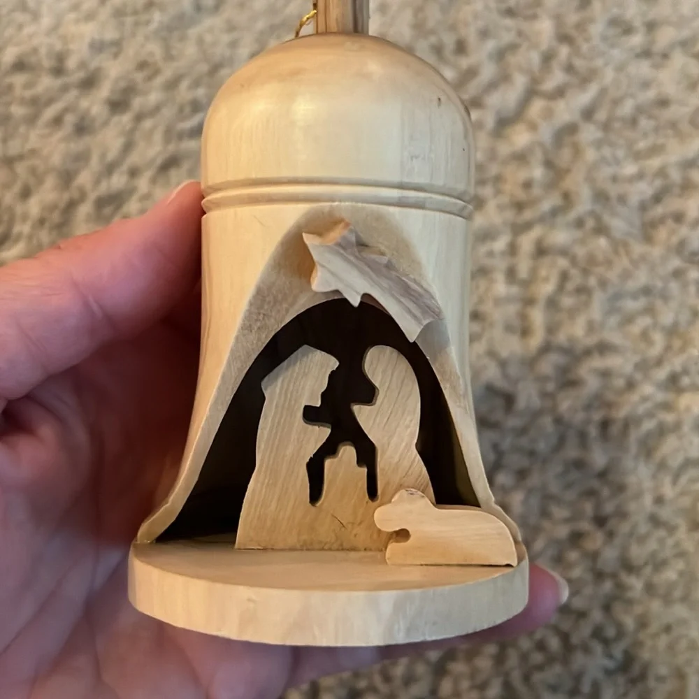 Bethlehem Bell Grotto Olive Wood Ornament